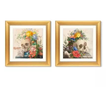 Набор из 2-х репродукций картин в раме Vanitas Still Life, 1720г. (золотистый, 60,5)
