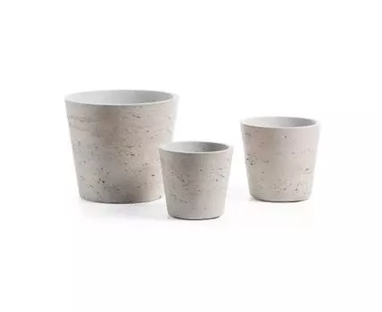 Набор из 3-х кашпо Lux цементно-серого цвета