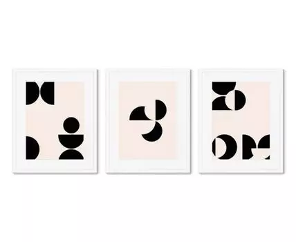 Набор из 3-х репродукций картин в раме Checkmate, No2 (Белый, 42)