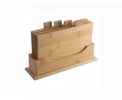 Набор из 4 досок разделочных на подставке TAVOLONE Roan бамбук, 22x16x0,8см (Бежевый, 8)