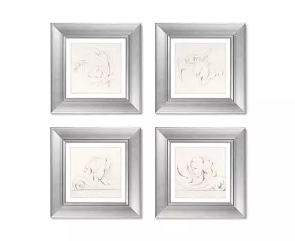 Набор из 4-х репродукций картин в раме Architectural Motifs Four Rinceaux, 1875г. (мультиколор, 35,5)