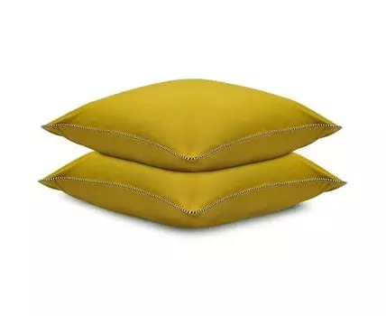 Набор из двух наволочек оливкового цвета с контрастным кантом Essential