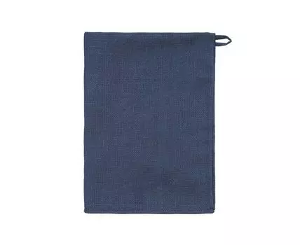 Набор из двух вафельных полотенец изо льна темно-синего цвета Essential