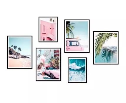 Набор постеров Беверли Хиллз №5 (Розовый)