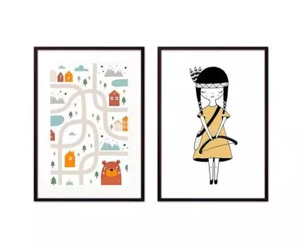 Набор постеров Детский №33 (Бежевый, 40)