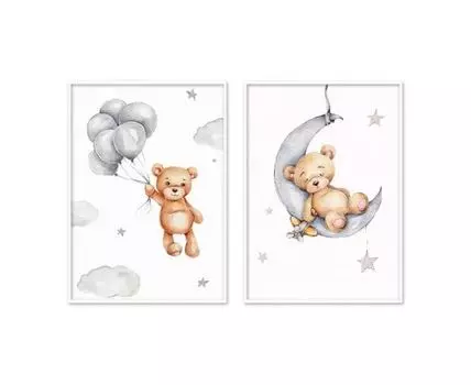 Набор постеров Медвеженок на небе №1