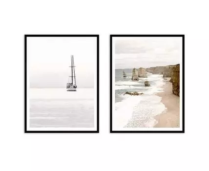 Набор постеров Море №7 (Бежевый)