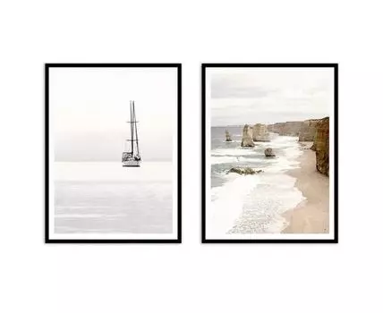 Набор постеров Море №7 (Бежевый)