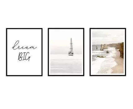 Набор постеров Море №8 (Бежевый)