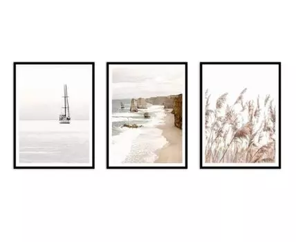 Набор постеров Море №9 (Бежевый)