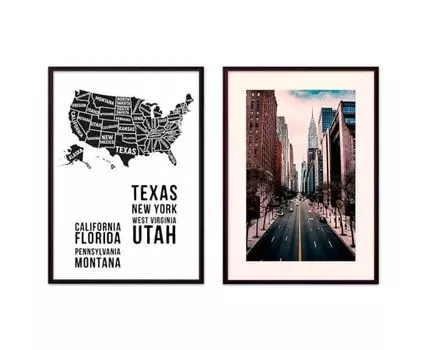 Набор постеров Нью-Йорк №13 (Коричневый)