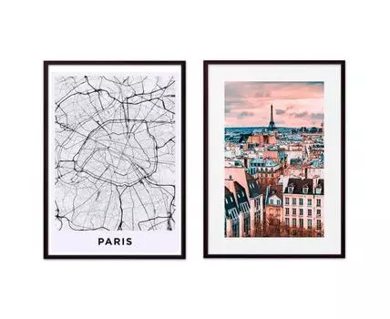 Набор постеров Париж №13 (Коричневый)