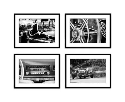 Набор постеров Ретро авто №2 (Белый)