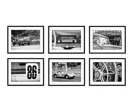 Набор постеров Ретро авто №4 (Белый)