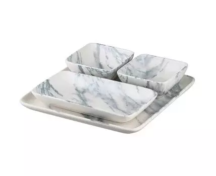 Набор сервировочных блюд Marble (белый, серый)