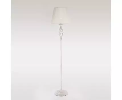 Напольный светильник с тканевым абажуром 01003/1 белый с золотом