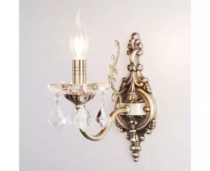 Настенный светильник с хрусталем 3281/1 античная бронза