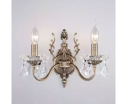 Настенный светильник с хрусталем 3281/2 античная бронза
