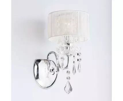 Настенный светильник с тканевым абажуром 2045/1 хром / белый