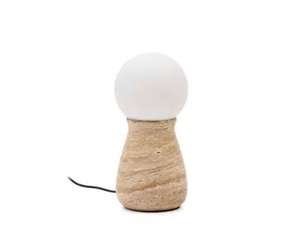 Настольная лампа Okeni из травертина и стекла