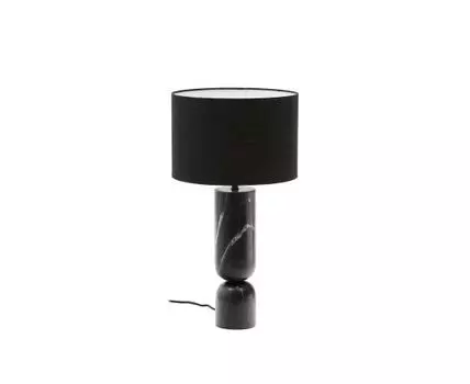 Настольная лампа Vex из черного мрамора с черным льняным абажуром