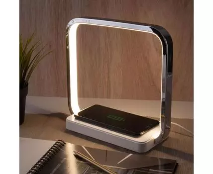 Настольный светодиодный светильник с беспроводной зарядкой и регулировкой яркости 80502/1 хром
