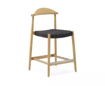 Nina Полубарный стул из массива акации с натуральной отделкой и черной веревкой 62 см