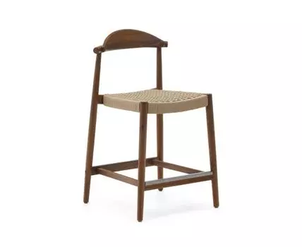 Nina Полубарный стул из массива акации с ореховой отделкой и бежевой веревкой 62 см