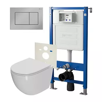 Нов.арт PN48338C (45122 вместо 45120)+ Клавиша смыва Ника, хром, PN44081C + Унитаз Афина PN41041