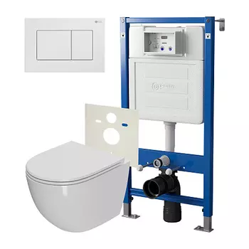 Нов.арт PN48340W (45122 вместо 45120)+ Клавиша смыва Ника, белый, PN44081W + Унитаз Афина PN41041