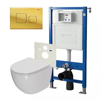 Нов.арт PN48341G (45122 вместо 45120)+ Клавиша Афина, золото, PN44041G + Унитаз Афина PN41041