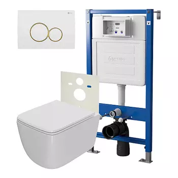 Нов.арт PN48363WG (45122 вместо 45120)+ Клавиша бел/золотоPN44061WG + Унитаз Меркурий белый PN41831