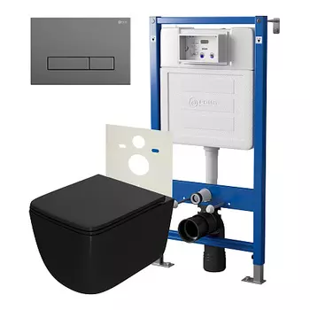 Нов.арт PN48397GM (45122 вместо 45120)+ Клавиша PN44831GM + Унитаз Меркурий чёрн мат. PN41831BM