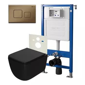 Нов.арт PN48402BB (45122 вместо 45120)+ Клавиша PN44041BB + Унитаз Меркурий чёрн мат. PN41831BM