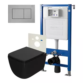 Нов.арт PN48403SB (45122 вместо 45120)+ Клавиша PN44081SB + Унитаз Меркурий чёрн мат. PN41831BM