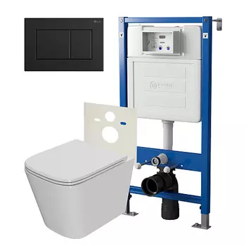 Нов.арт PN48414BM (45122 вместо 45120)+ Клавиша Ника, черн матовый, PN44081BM + Унитаз Ника PN41081