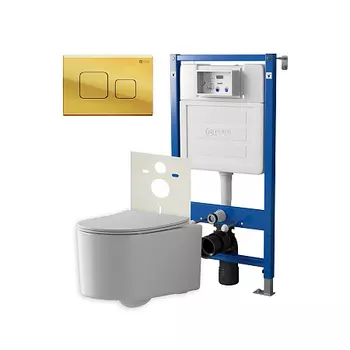 Нов.арт PN48431G (45122 вместо 45120)+ Клавиша смыва Афина золото PN44041G + Унитаз Веста PN41701