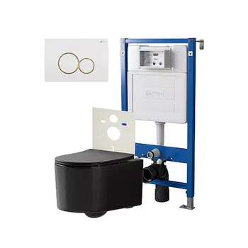 Нов.арт PN48438WG (45122 вместо 45120)+ Клавиша Виктория бел/зол PN44061WG + Унитаз Веста чёрн мат