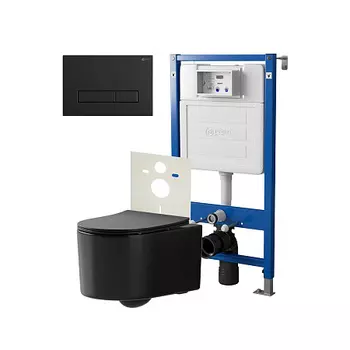 Нов.арт PN48441BM (45122 вместо 45120)+ Клавиша Меркурий черн мат PN44831BM + Унитаз Веста чёрн мат