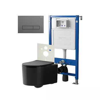 Нов.арт PN48442GM (45122 вместо 45120)+ Клавиша Меркурий графит PN44831GM + Унитаз Веста чёрн мат