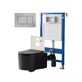 Нов.арт PN48443C (45122 вместо 45120)+ Клавиша Ника хром PN44081C + Унитаз Веста чёрн матPN41701BM