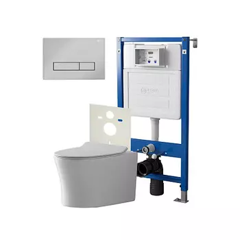 Нов.арт PN48455C (45122 вместо 45120)+ Клавиша смыва Меркурий хром PN44831C + Унитаз Вега PN41711