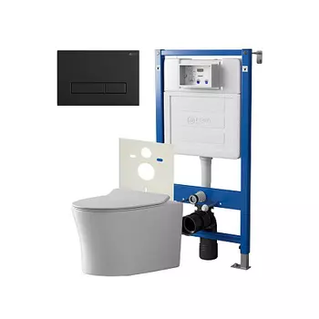 Нов.арт PN48456BM (45122 вместо 45120)+ Клавиша Меркурий черн мат PN44831BM + Унитаз Вега PN41711