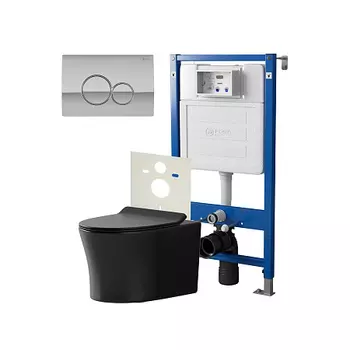 Нов.арт PN48465C (45122 вместо 45120)+ Клавиша Виктория хром PN44061C + Унитаз Вега чёрн мат