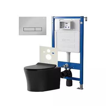 Нов.арт PN48470C (45122 вместо 45120)+ Клавиша Меркурий хром PN44831C + Унитаз Вега чёрн мат