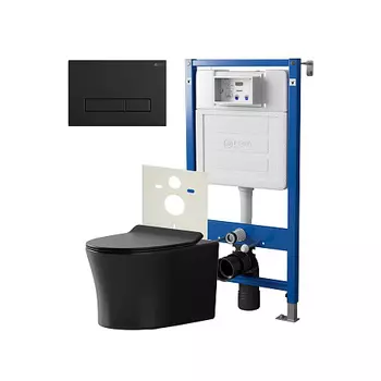 Нов.арт PN48471BM (45122 вместо 45120)+ Клавиша Меркурий черн мат PN44831BM + Унитаз Вега чёрн мат