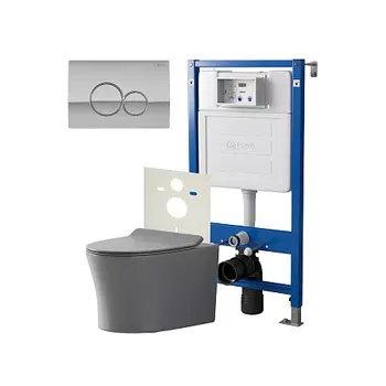 Нов.арт PN48480C (45122 вместо 45120)+ Клавиша смыва Виктория хром PN44061C + Унитаз Вега сер мат