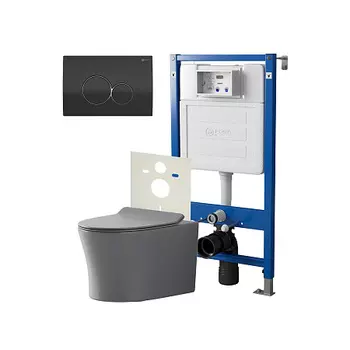 Нов.арт PN48481BC (45122 вместо 45120)+ Клавиша Виктория черн/хром PN44061BC + Унитаз Вега сер мат