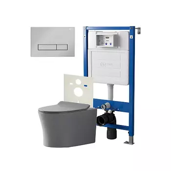 Нов.арт PN48485C (45122 вместо 45120)+ Клавиша смыва Меркурий хром PN44831C + Унитаз Вега сер мат