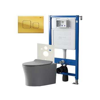 Нов.арт PN48491G (45122 вместо 45120)+ Клавиша смыва Афина золото PN44041G + Унитаз Вега сер мат